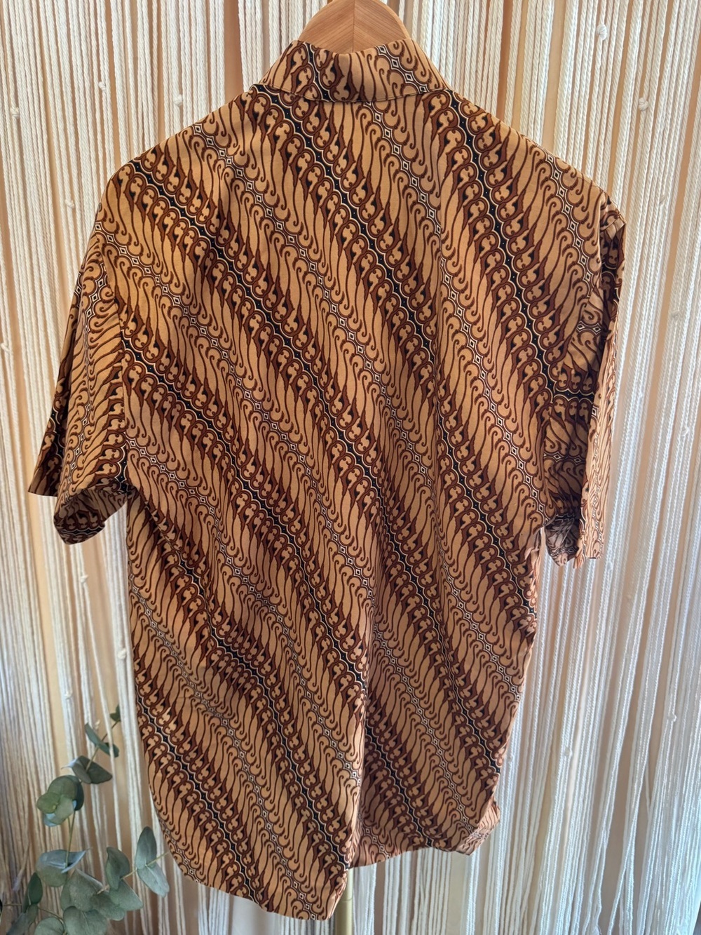 Vintage Enam Saudara Indonesian Batik Shirt Parang Javanese Cotton brown Medium - Picture 11 of 13
